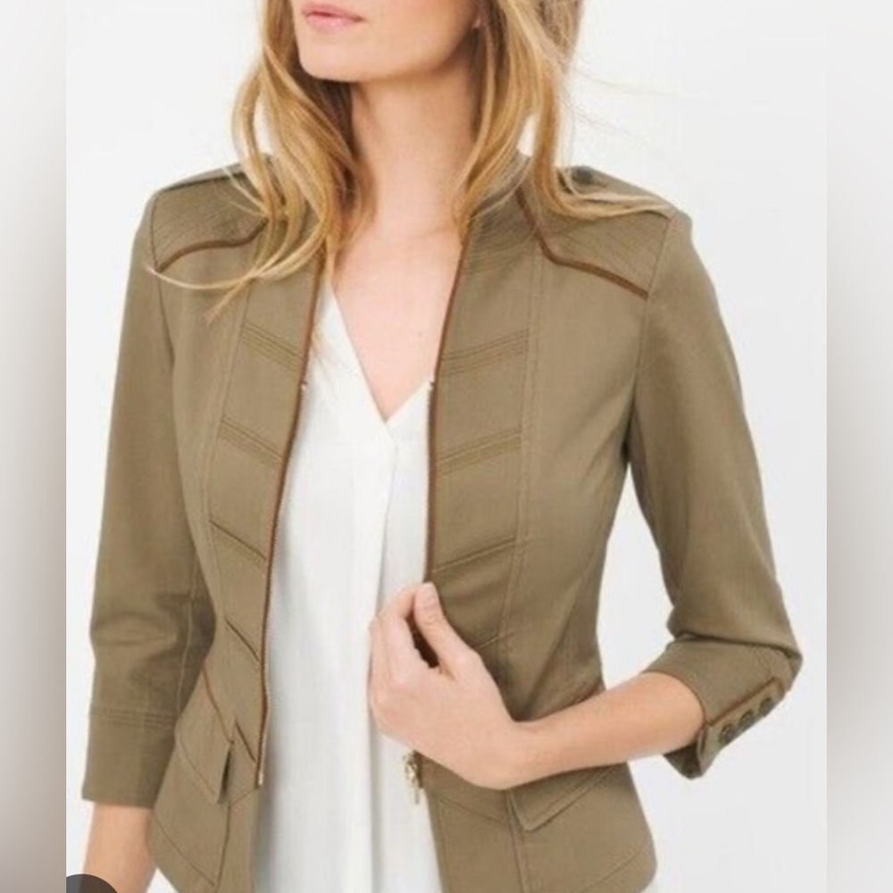 Women’s White House Black Market Utility Jacket Size 2‎ Military Mini Trench
